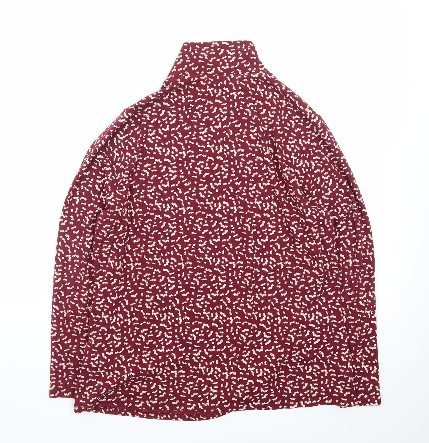 Marks and Spencer Womens Red Floral Roll Neck Long Sleeve Jersey Top Size 16