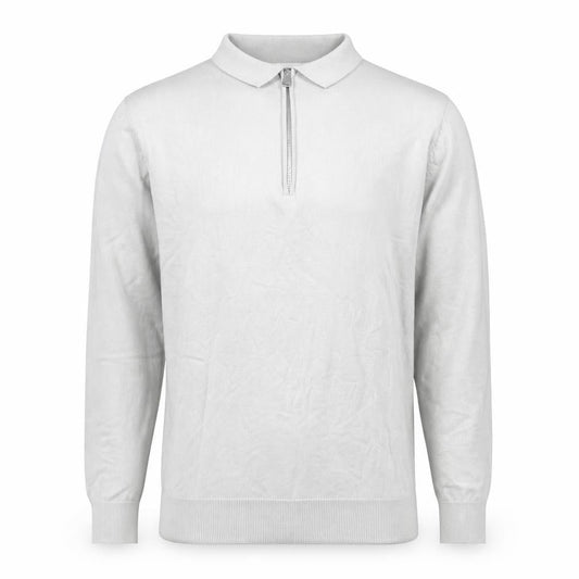 CAPO Men's Grey Cotton Half Zip Long Sleeve Casual Top Size M