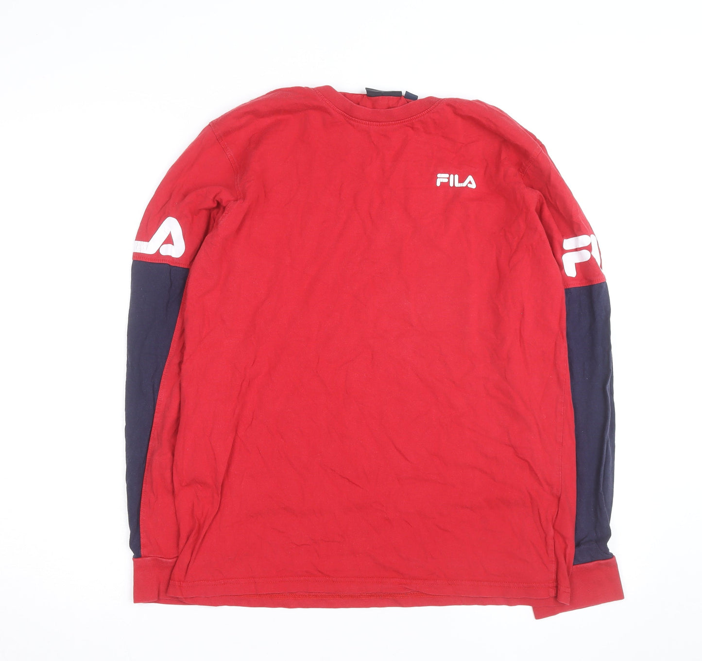 FILA Men’s Red Long Sleeve Colourblock Sports Top Size S