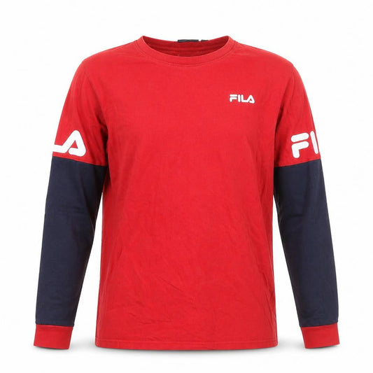 Fila Men’s Red Long Sleeve Colourblock Sports Top Size S