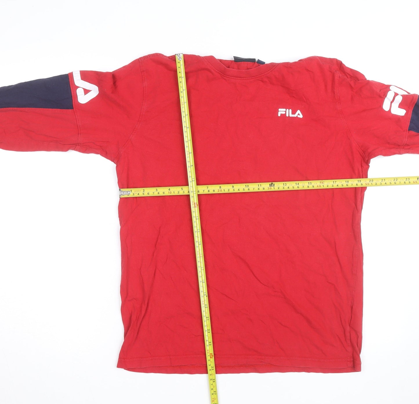 FILA Men’s Red Long Sleeve Colourblock Sports Top Size S