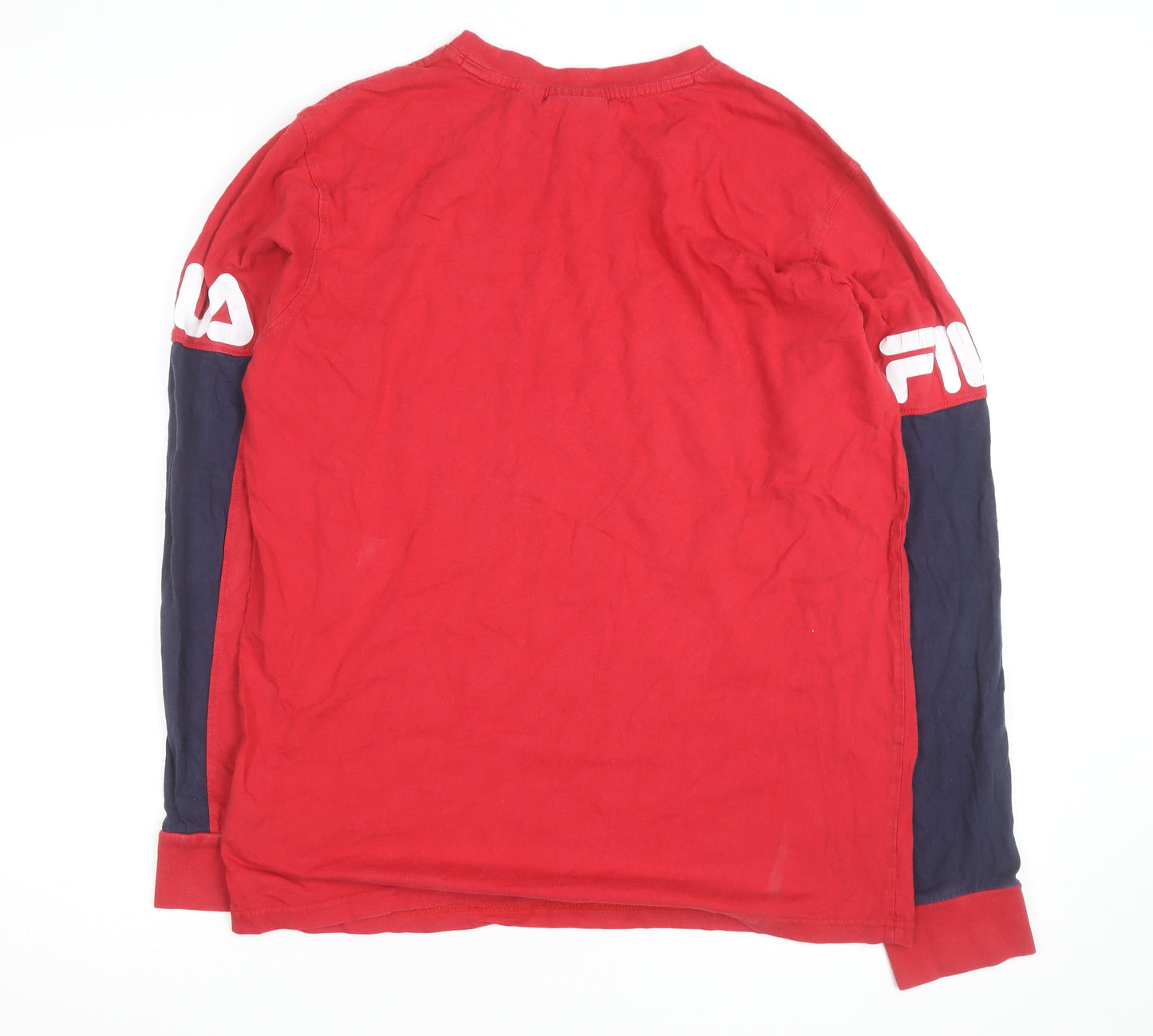 FILA Men’s Red Long Sleeve Colourblock Sports Top Size S