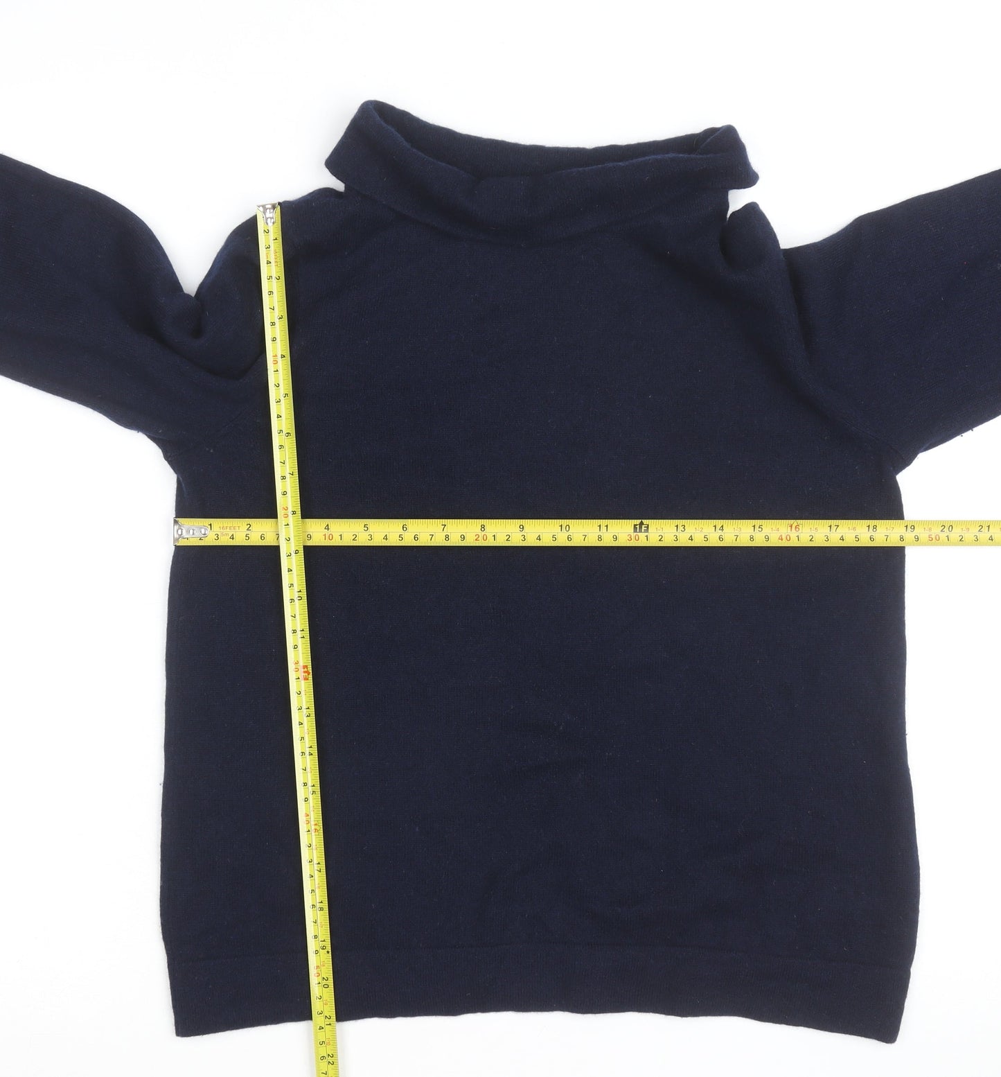 Hobbs Men's Blue Wool Roll Neck Jumper Size L Classic Knitwear