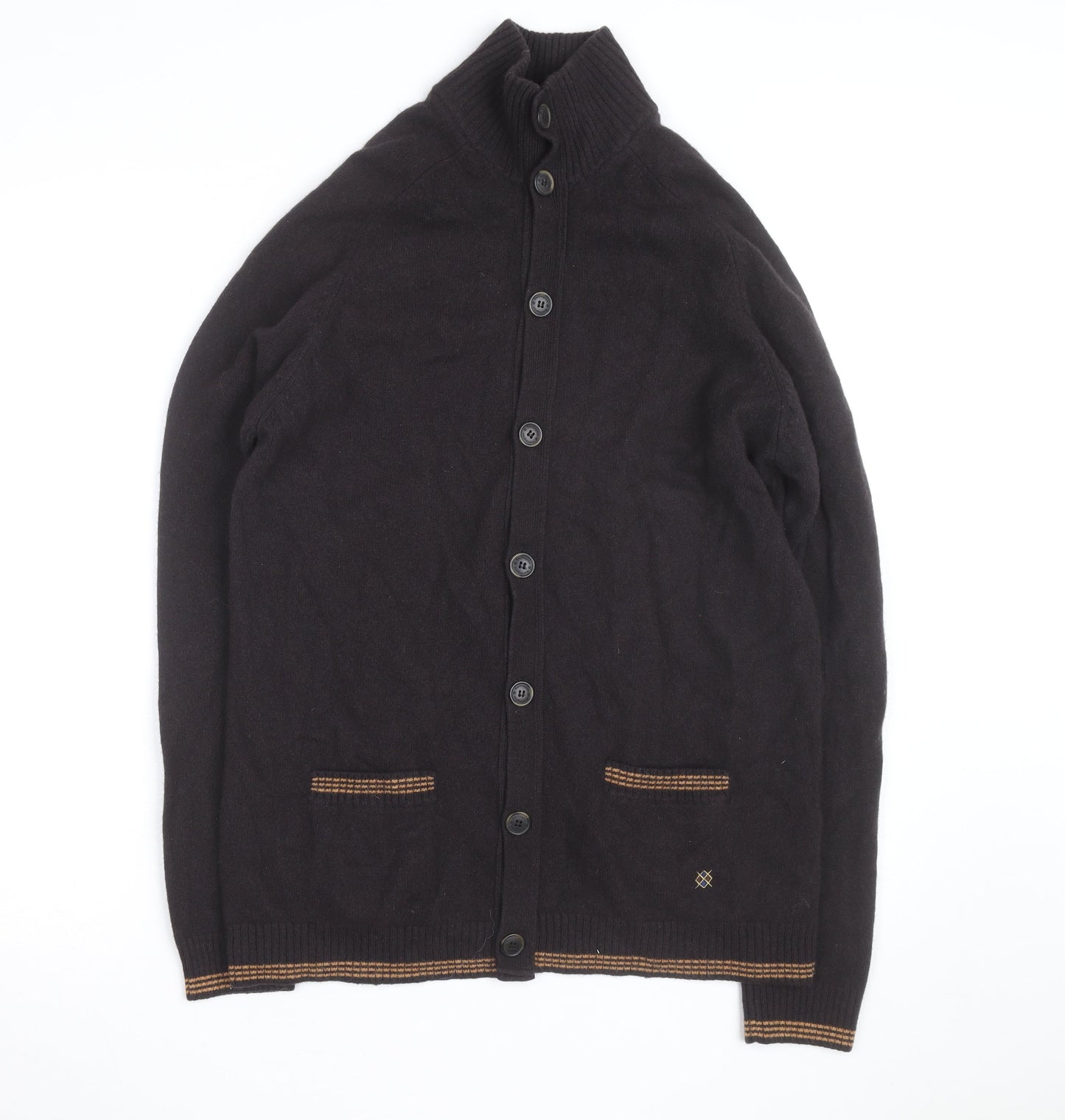 Burlington Men's Black Wool Cashmere Cardigan S High Neck