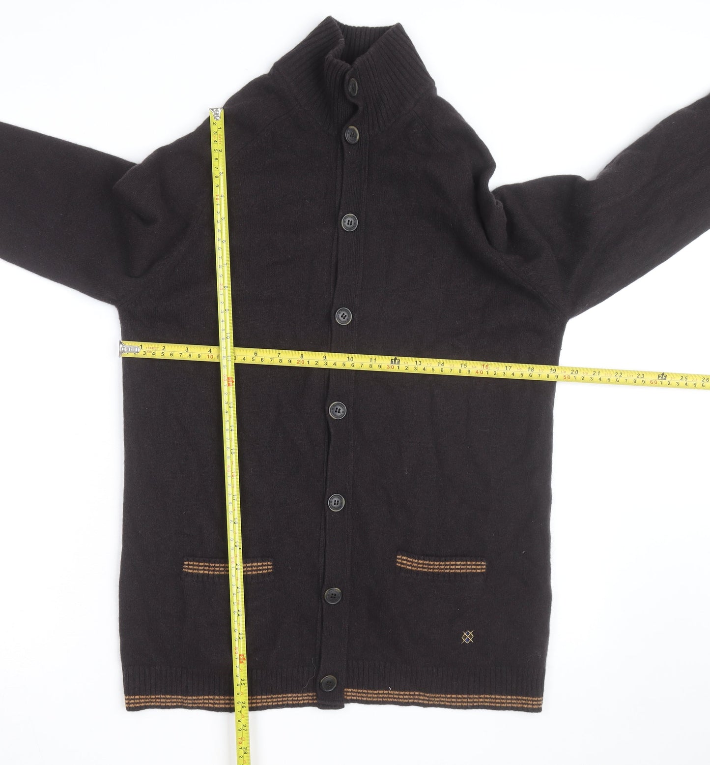 Burlington Men's Black Wool Cashmere Cardigan S High Neck