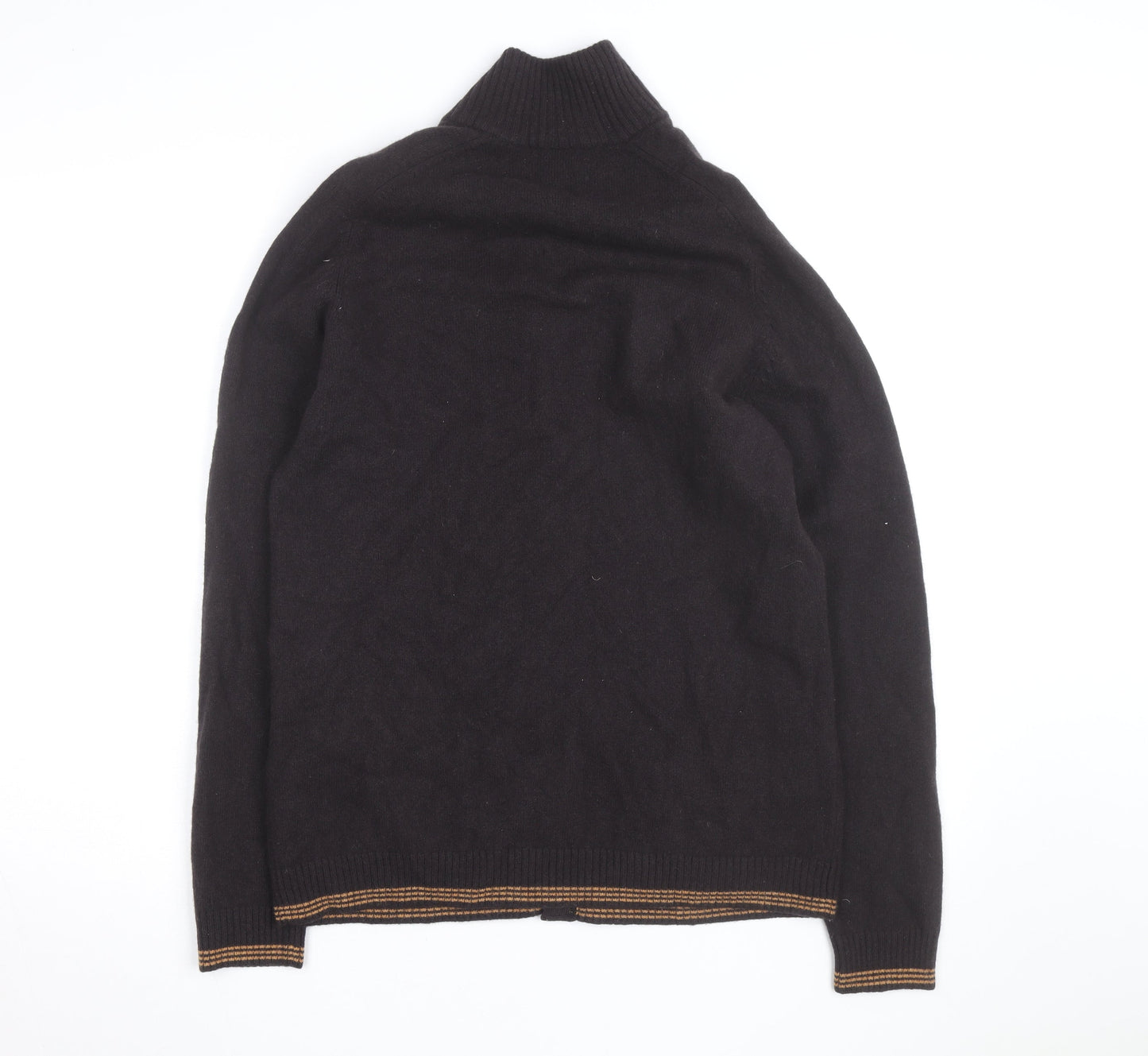 Burlington Men's Black Wool Cashmere Cardigan S High Neck