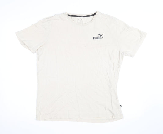 Puma Men's Beige Crew Neck Short Sleeve Cotton T-Shirt Size L