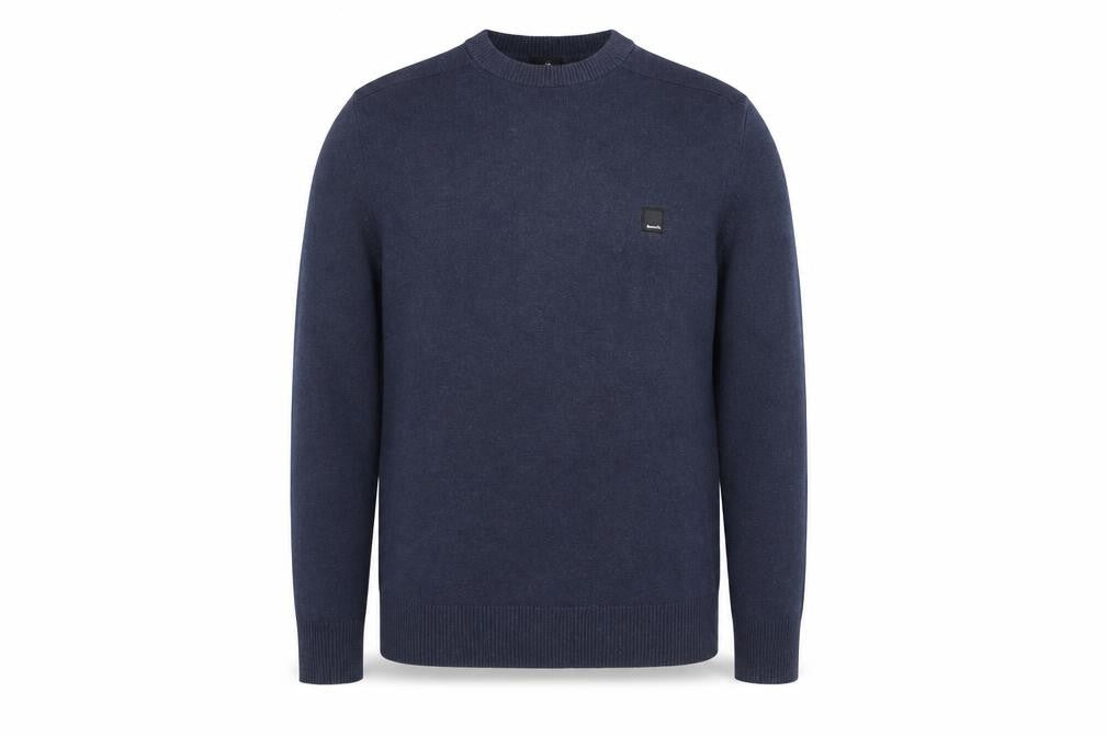 Bench Men's Blue Cotton Blend Crew Neck Jumper Size S