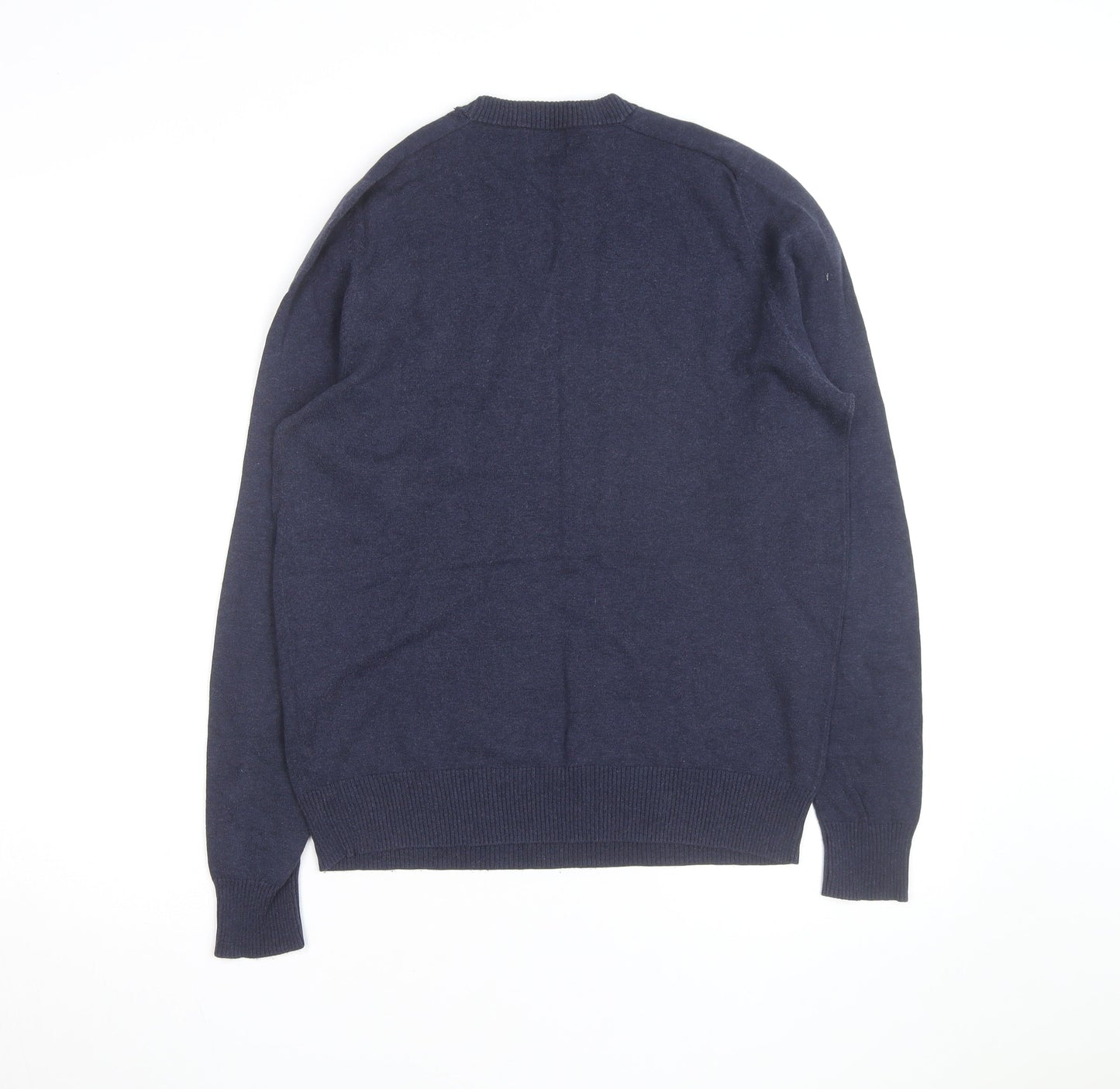 Bench Men's Blue Cotton Blend Crew Neck Jumper Size S