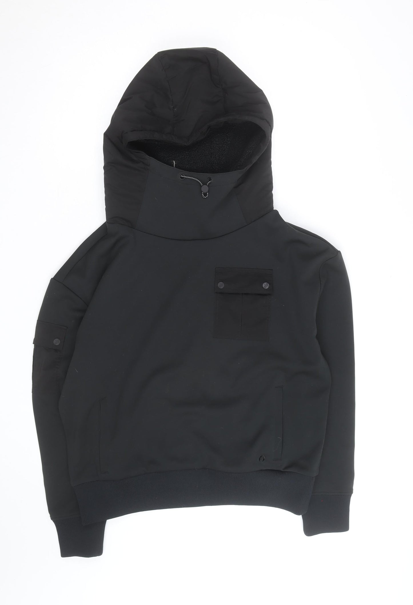 ACAI Unisex Black Pull Over High Neck Fleece Lined Hoodie M