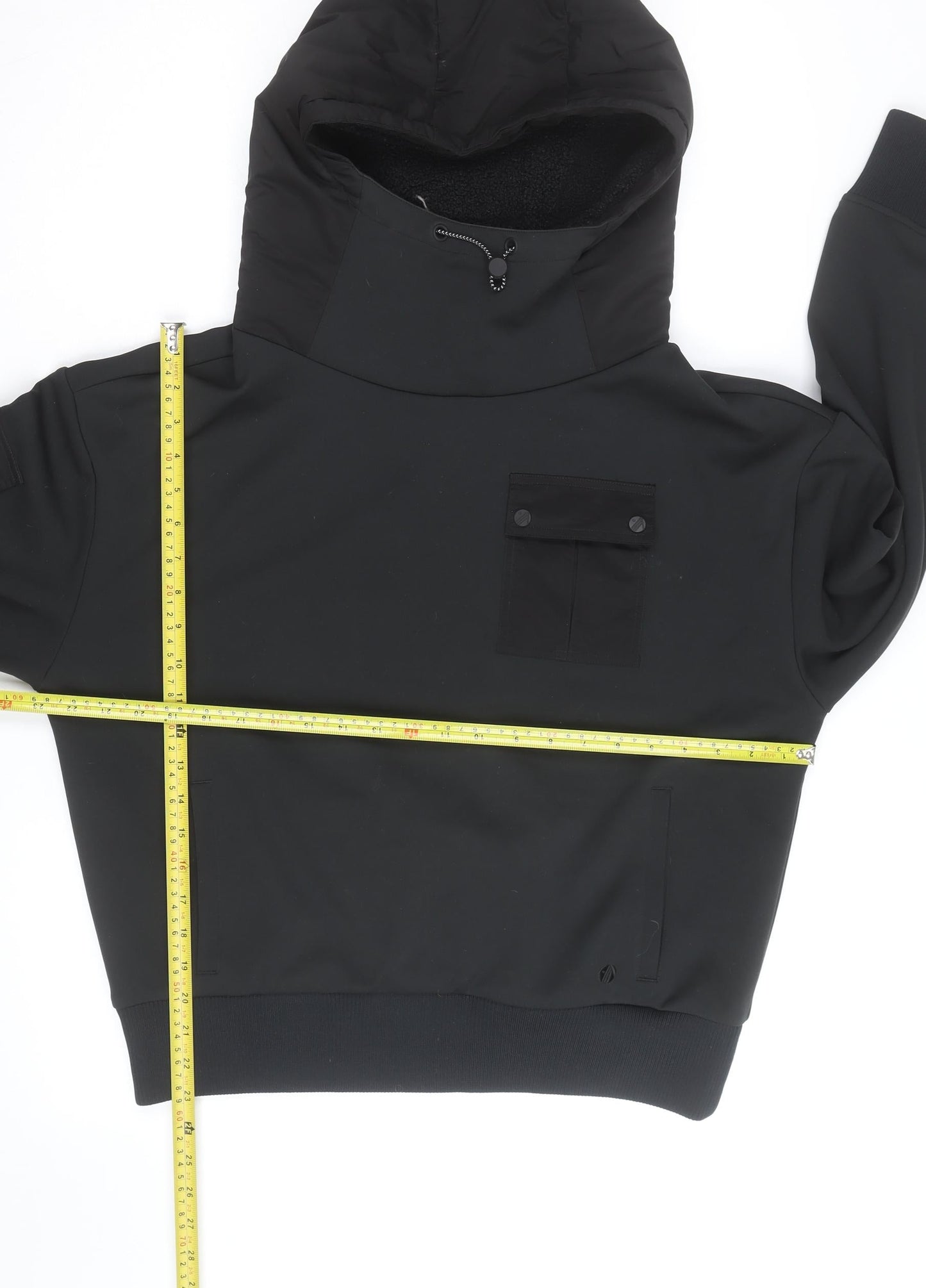 ACAI Unisex Black Pull Over High Neck Fleece Lined Hoodie M