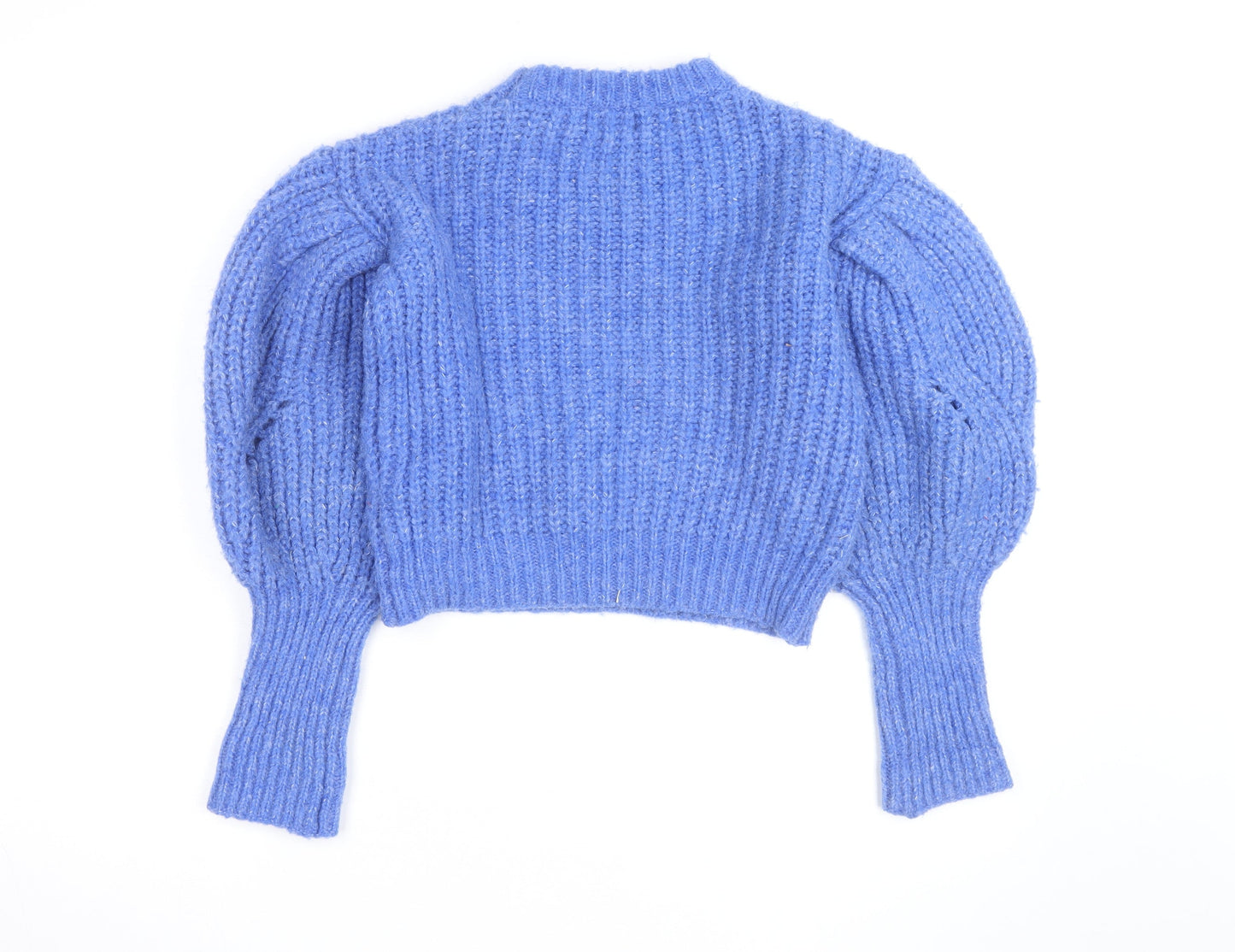 PrettyLittleThing Women Blue Chunky Knit Puff Sleeve Jumper XS