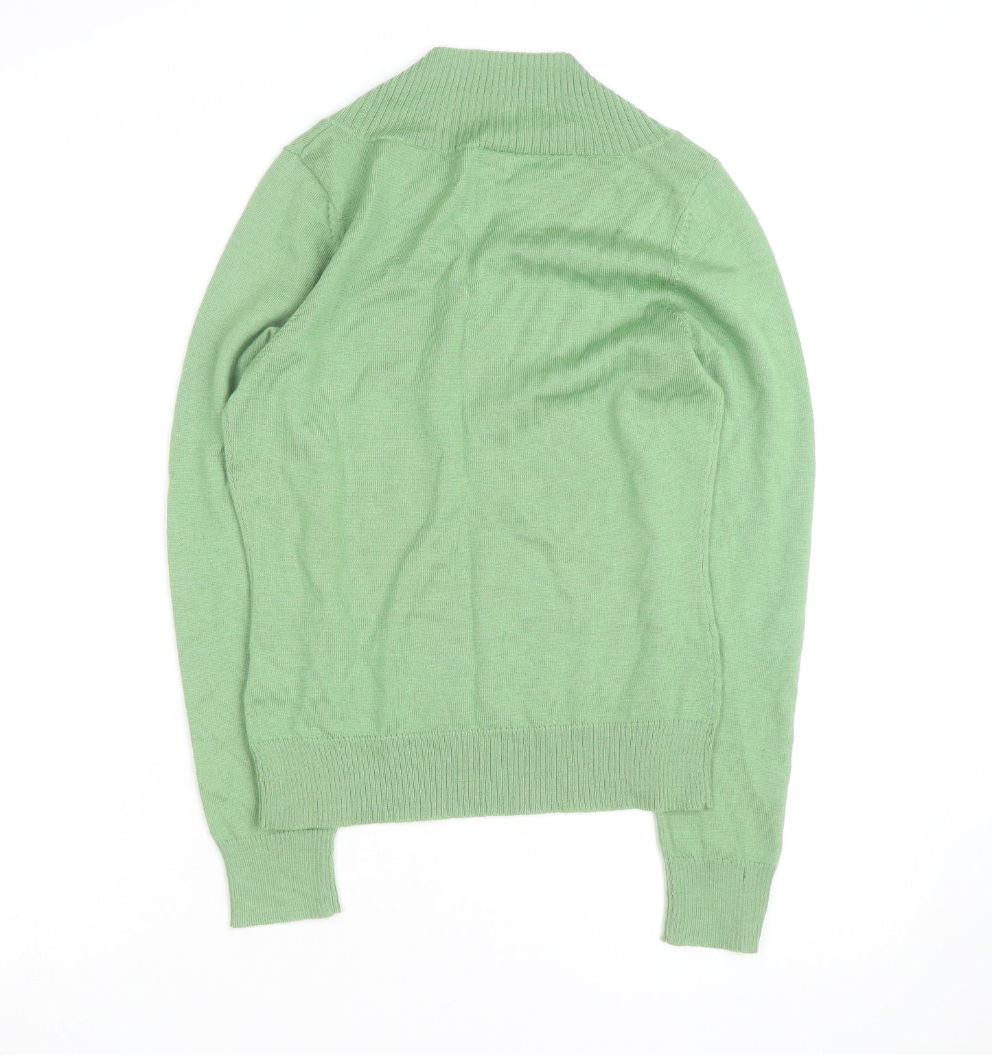 Phase Eight Women Green V-Neck Lambswool Jumper Size 12