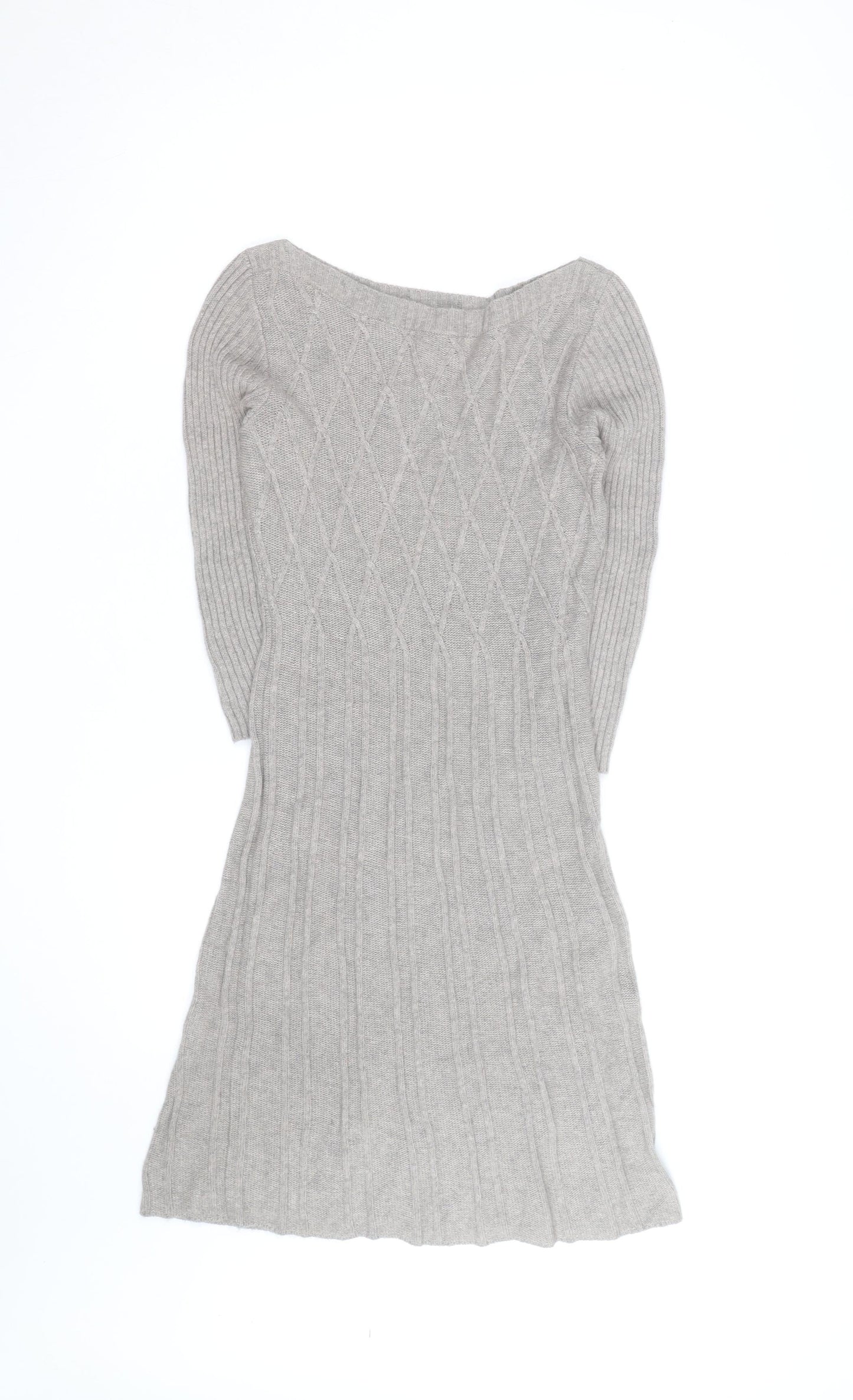 Monsoon Women’s Grey Wool Angora Knit Jumper Dress Size S