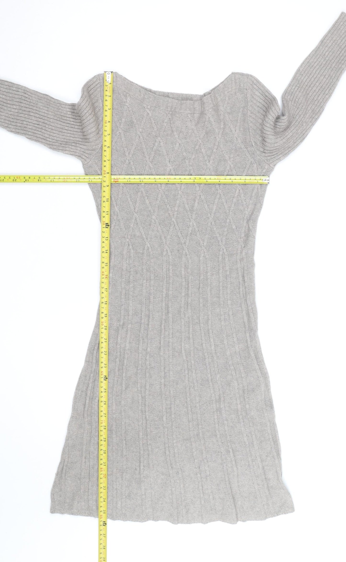 Monsoon Women’s Grey Wool Angora Knit Jumper Dress Size S