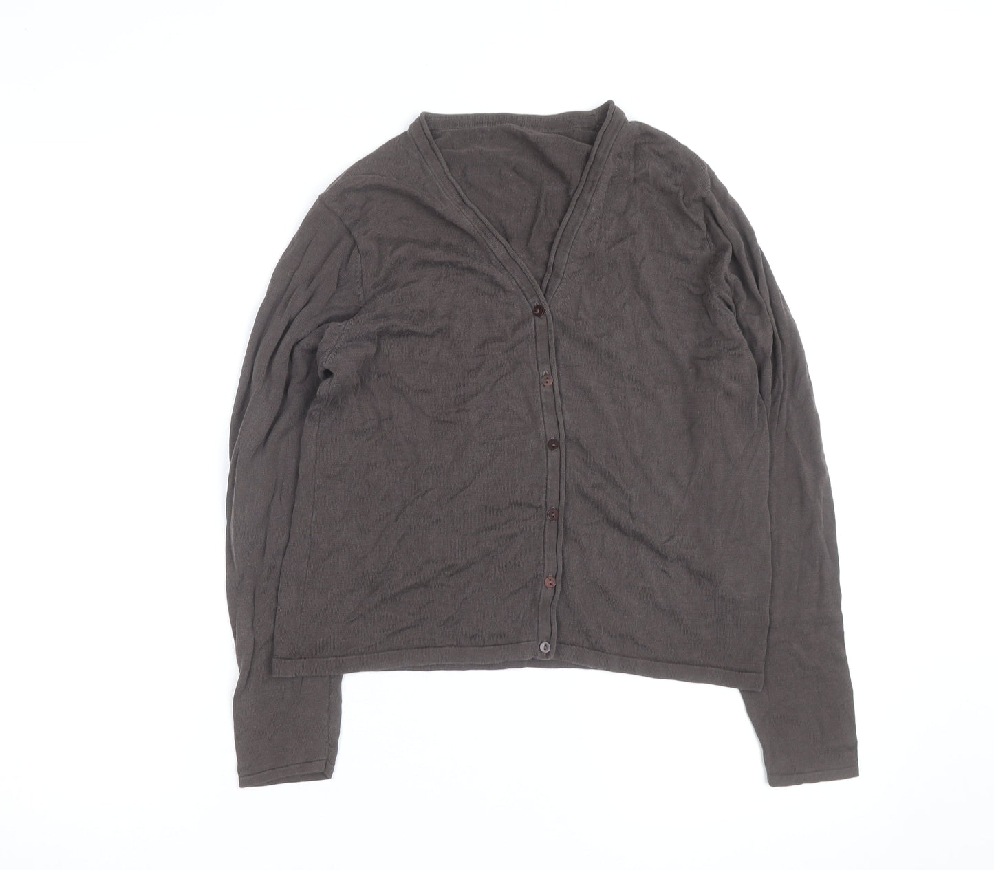 Marks and Spencer Women's Brown Cotton V-Neck Cardigan Size 12