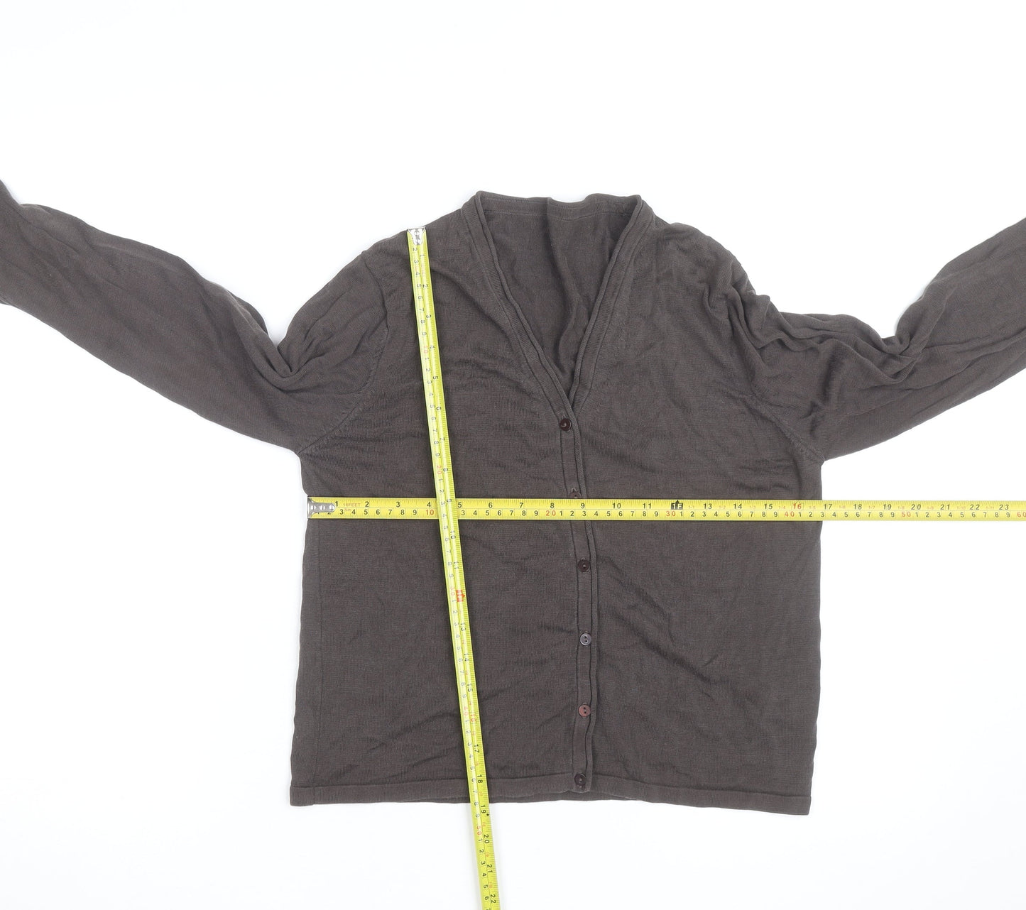 Marks and Spencer Women's Brown Cotton V-Neck Cardigan Size 12
