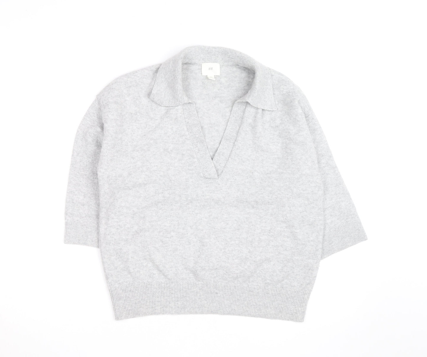 H&M Men's Grey Collared Pullover Jumper Size M