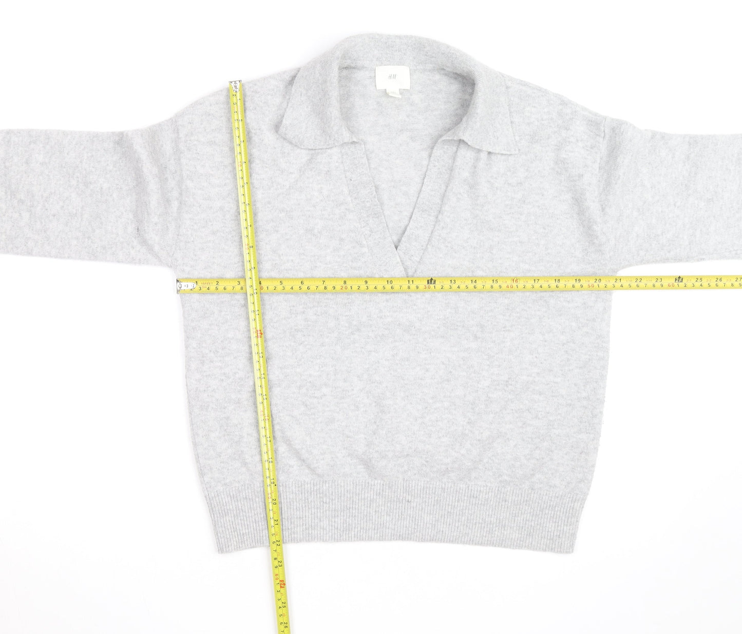 H&M Men's Grey Collared Pullover Jumper Size M