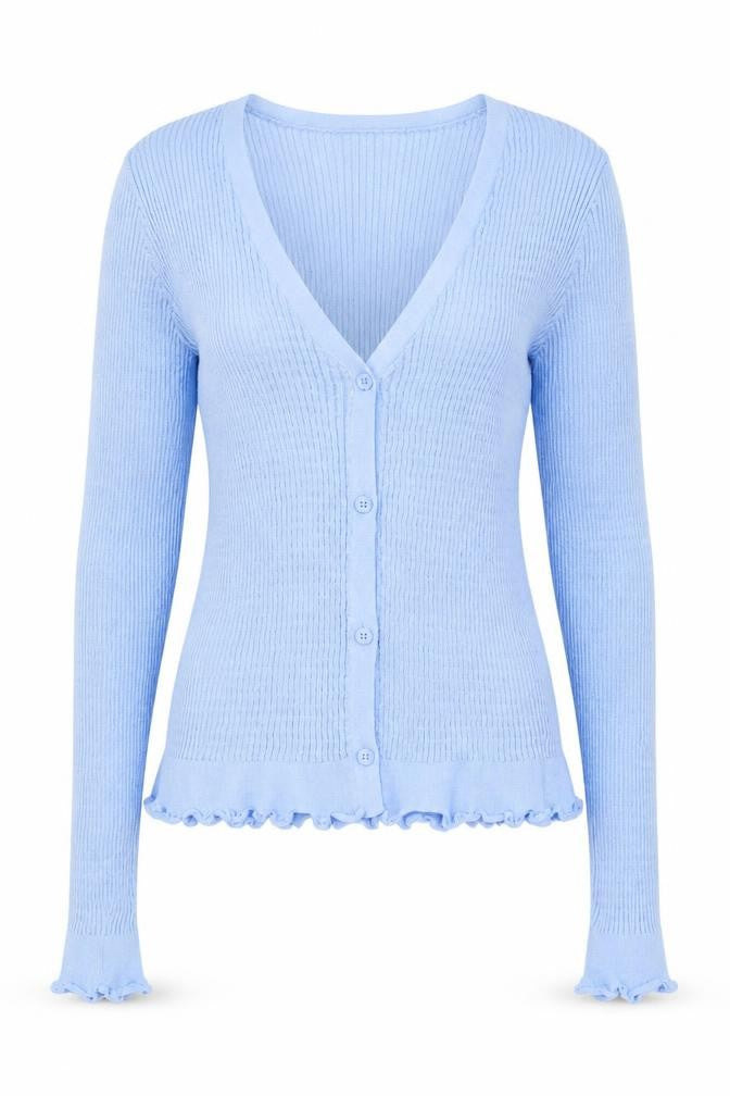 Mango Women's Blue V-Neck Knit Button Cardigan Size L