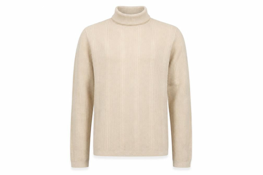 Marks & Spencer Men's Beige Roll Neck Cotton Blend Jumper M