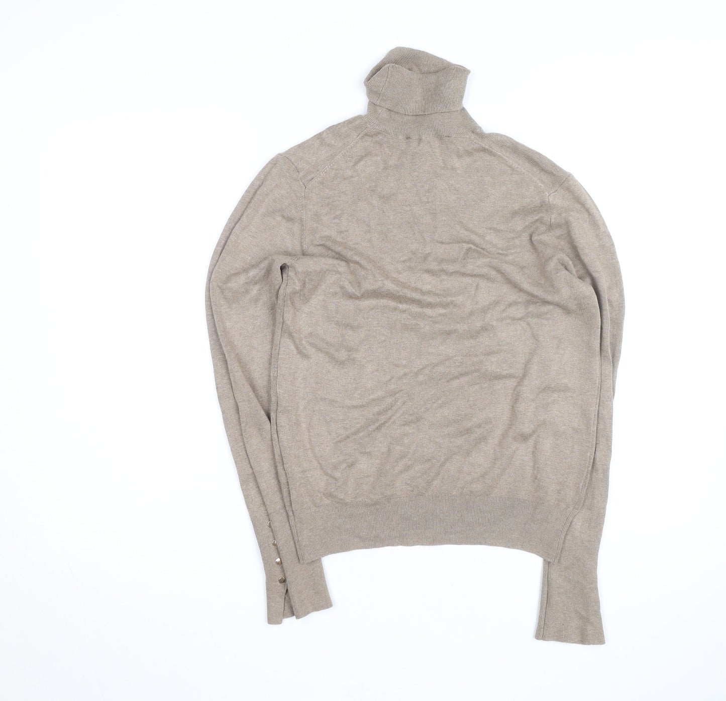 ZARA Women Beige Wool Cashmere Roll Neck Jumper M