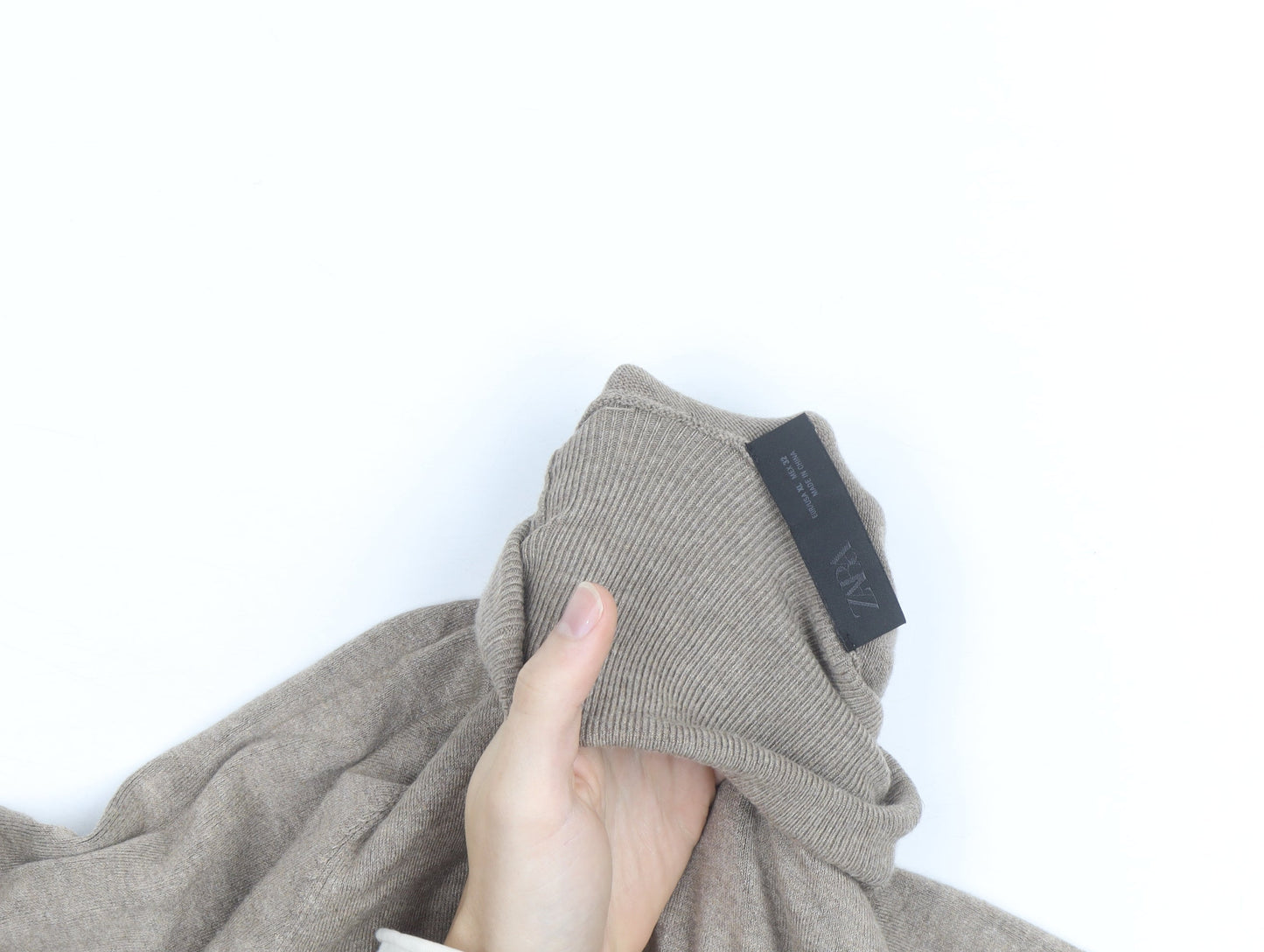 ZARA Women Beige Wool Cashmere Roll Neck Jumper M