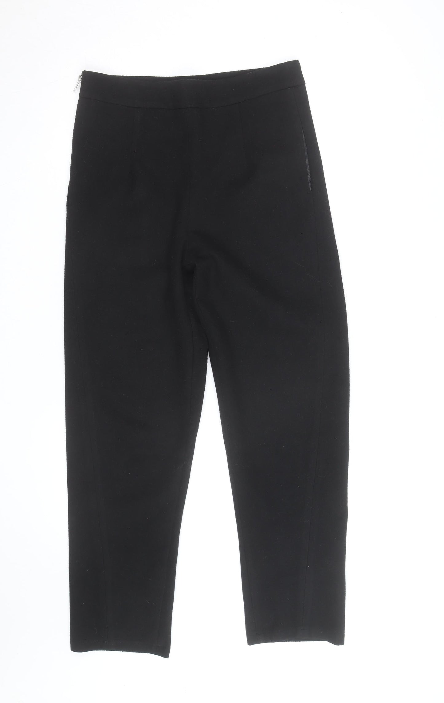 JCL Womens Black Ankle Tapered Stretch Zip Trousers Size M