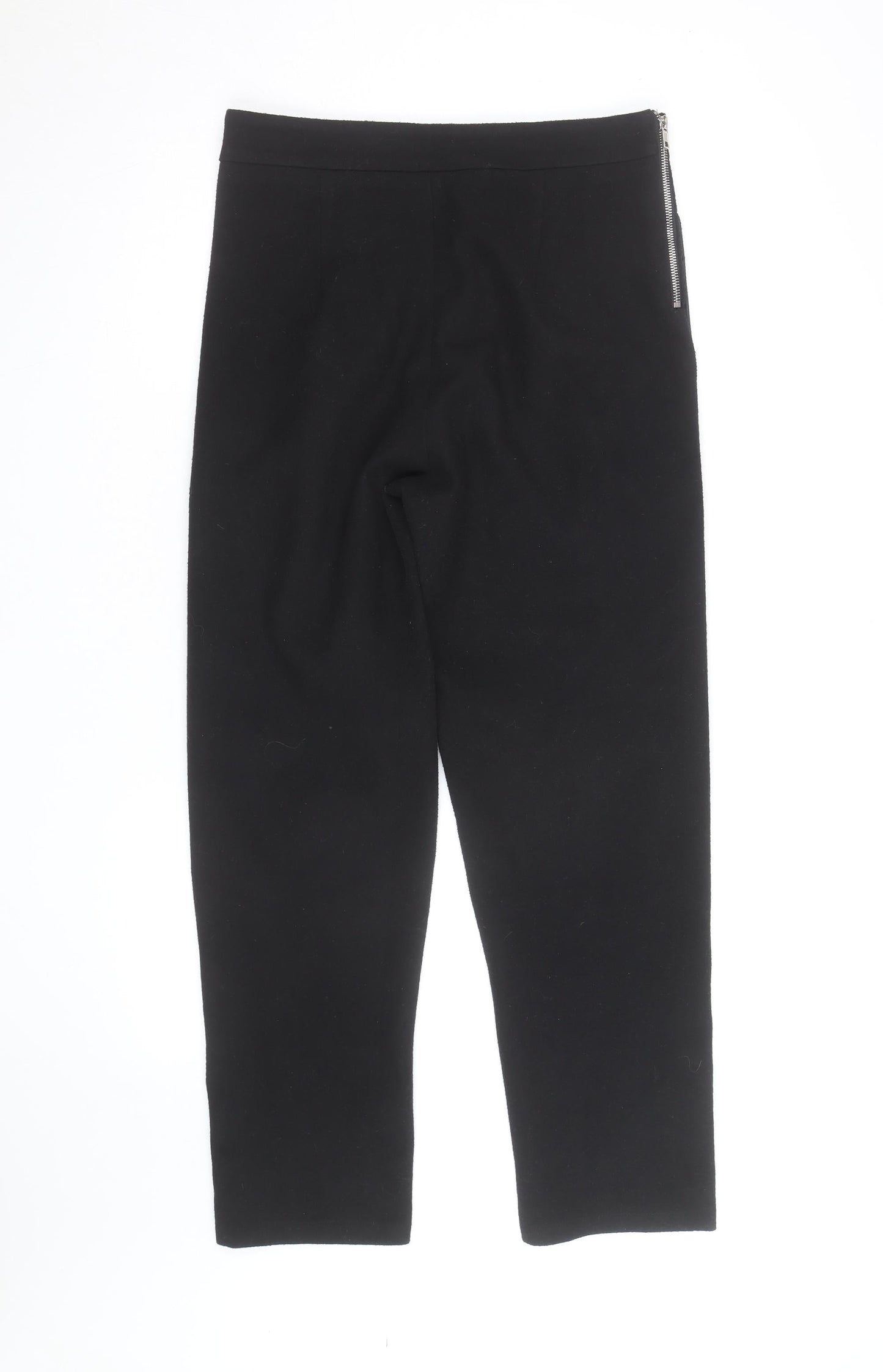 JCL Womens Black Ankle Tapered Stretch Zip Trousers Size M