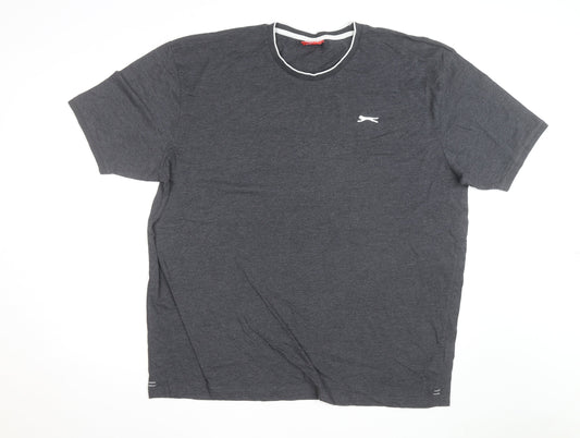 Slazenger Men's Grey 4XL Crew Neck Cotton T-Shirt