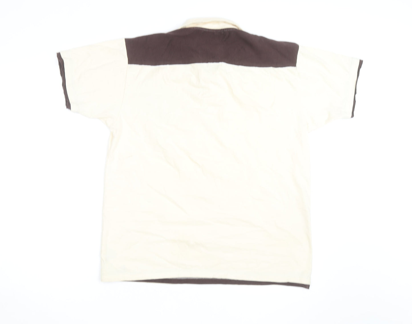 Penshoppe Men's Beige Graphic Polo Shirt XL Slim Fit Casual