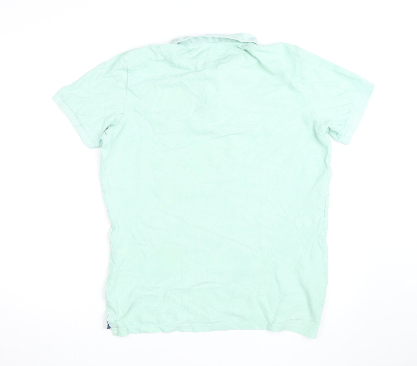 Superdry Men Mint Green Cotton Short Sleeve Polo Shirt L