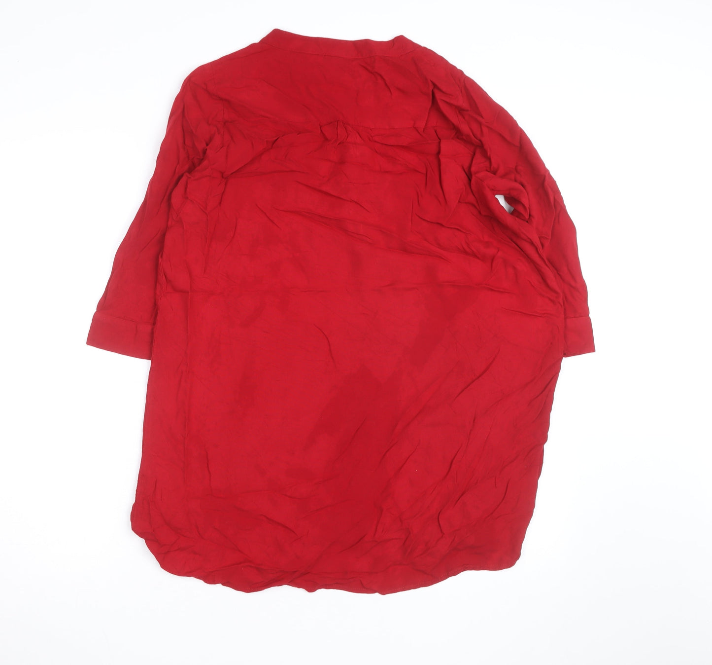 Mamalicious Women Red Maternity Tunic Blouse 3/4 Sleeve V-Neck