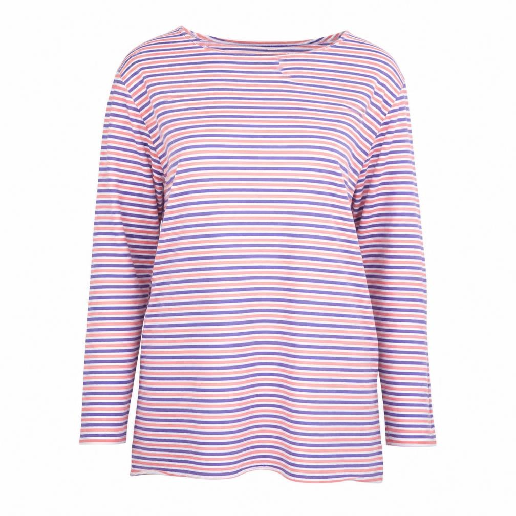 Marks & Spencer Women Multicoloured Striped Boat Neck 3/4 Sleeve T-Shirt Size 12