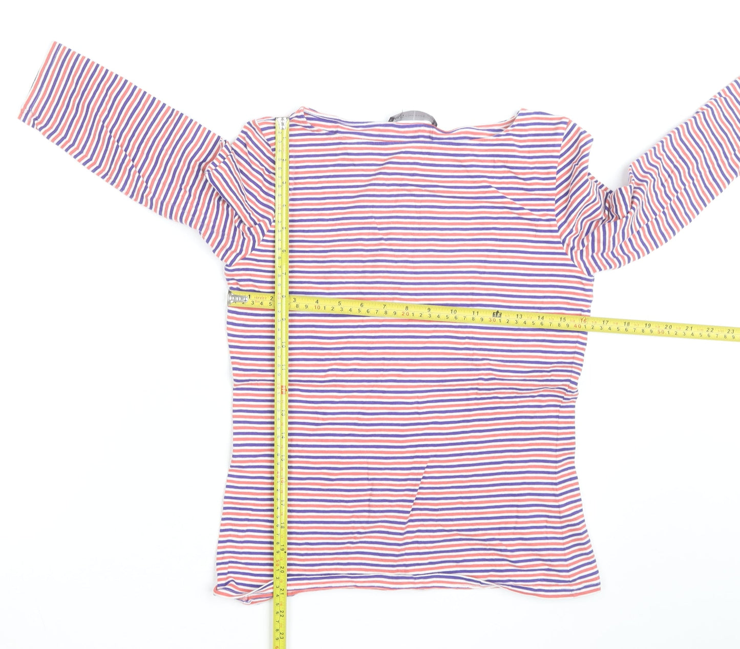 Marks and Spencer Women Multicoloured Striped Boat Neck 3/4 Sleeve T-Shirt Size 12