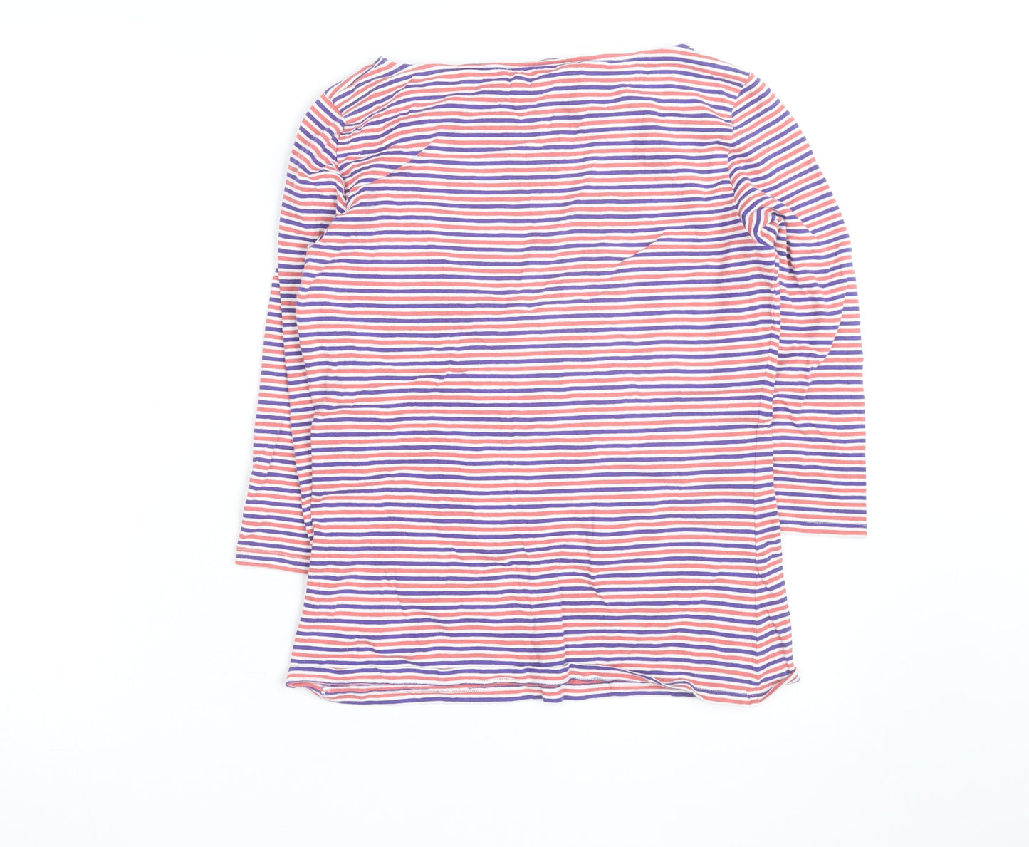 Marks and Spencer Women Multicoloured Striped Boat Neck 3/4 Sleeve T-Shirt Size 12