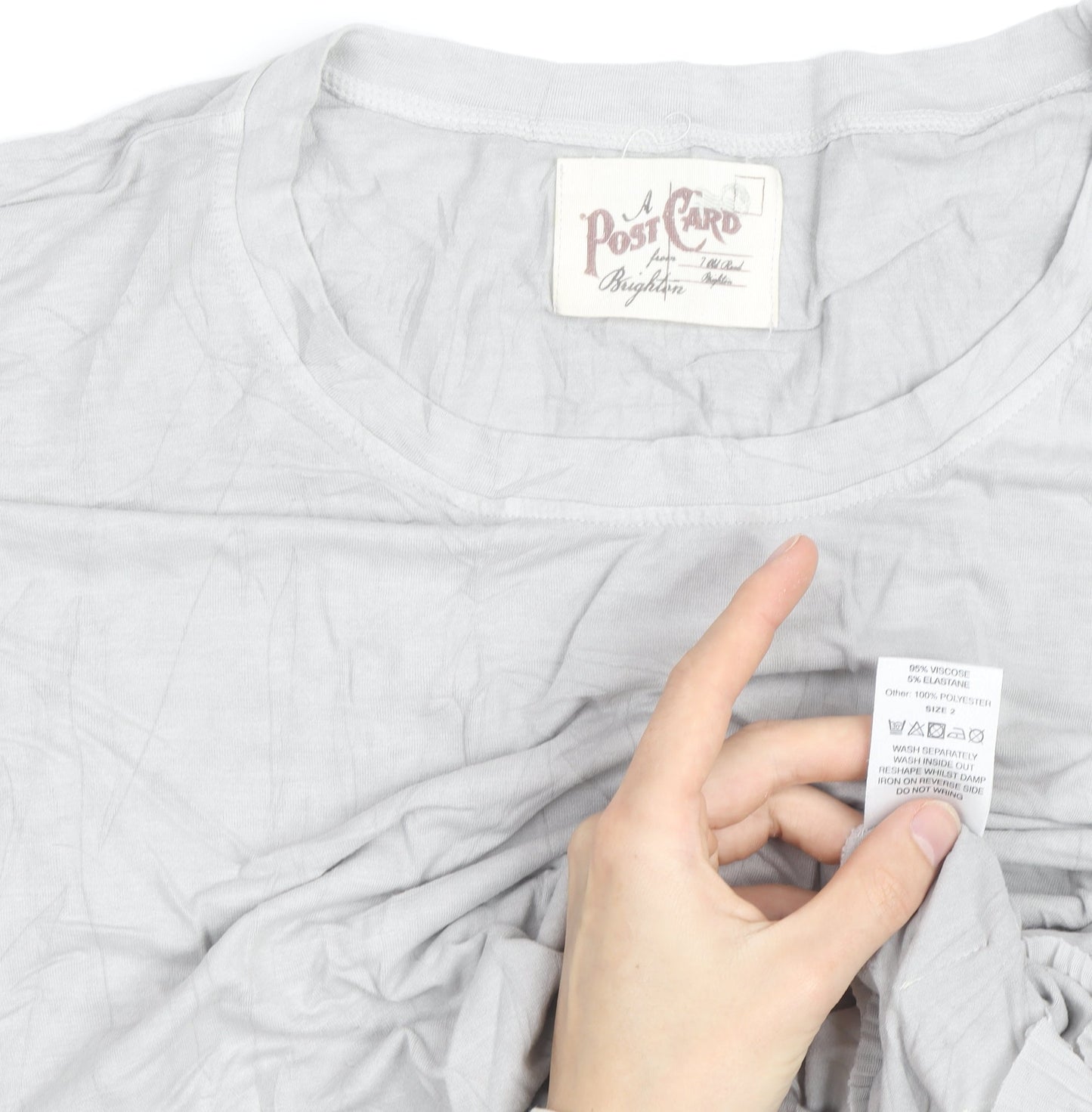 A Postcard From Brighton Women's Grey Tunic Top Size 12 Relaxed Fit Pleated Hem