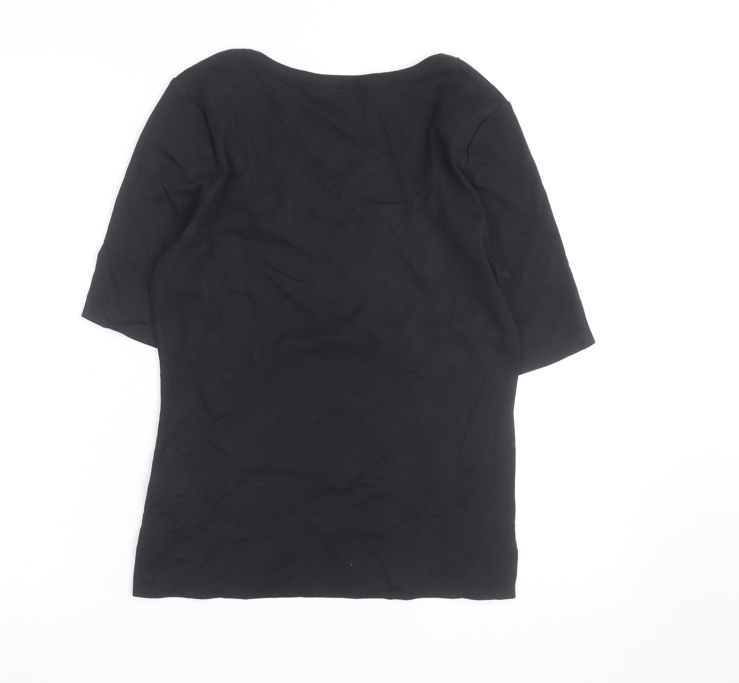 Monsoon Women's Black Cotton Scoop Neck T-Shirt UK 14