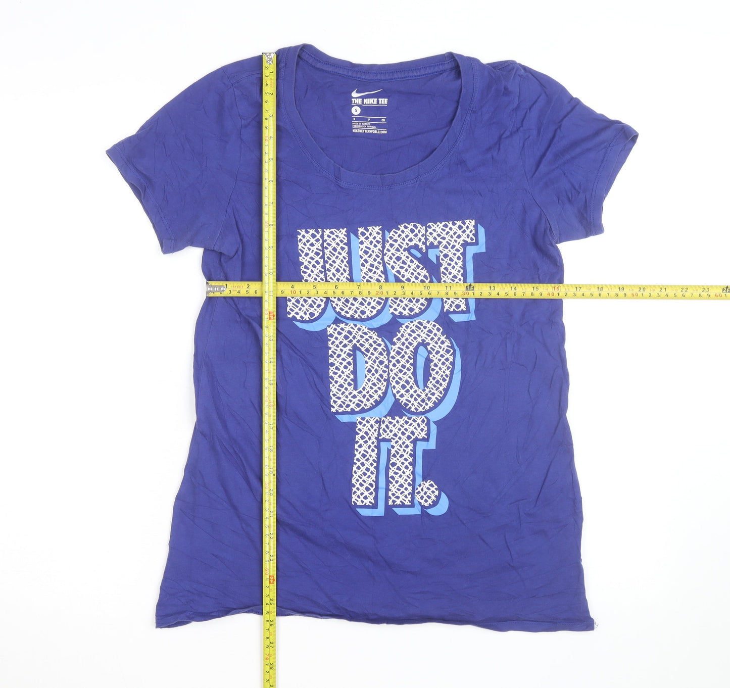 Nike Women's Blue Just Do It T-Shirt Size S Short Sleeve Cotton