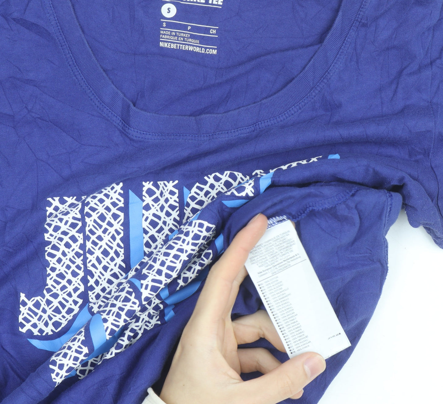 Nike Women's Blue Just Do It T-Shirt Size S Short Sleeve Cotton