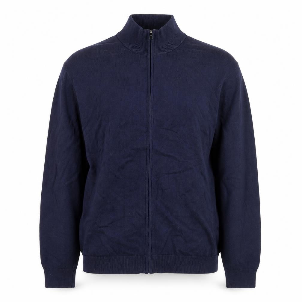 Mango Men’s Blue Full Zip Cotton Jumper Size M Mock Neck