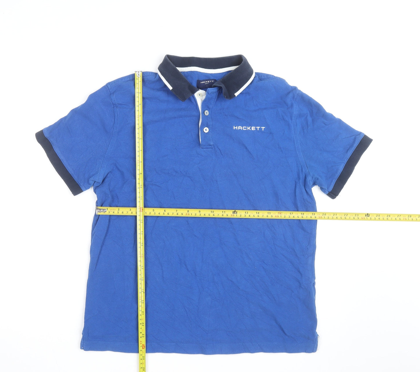 Hackett Golf Men's Blue Cotton Polo Shirt L Short Sleeve