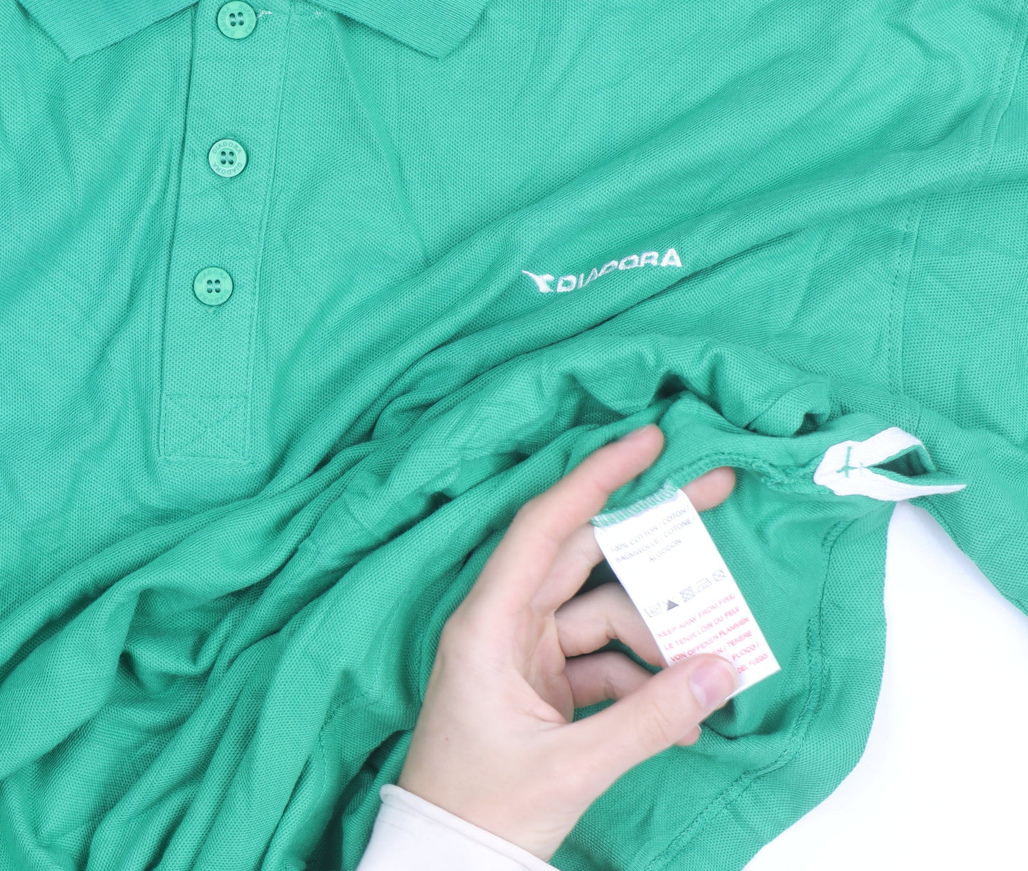 Diadora Men's Green XL Cotton Polo Shirt Casual Sports Top