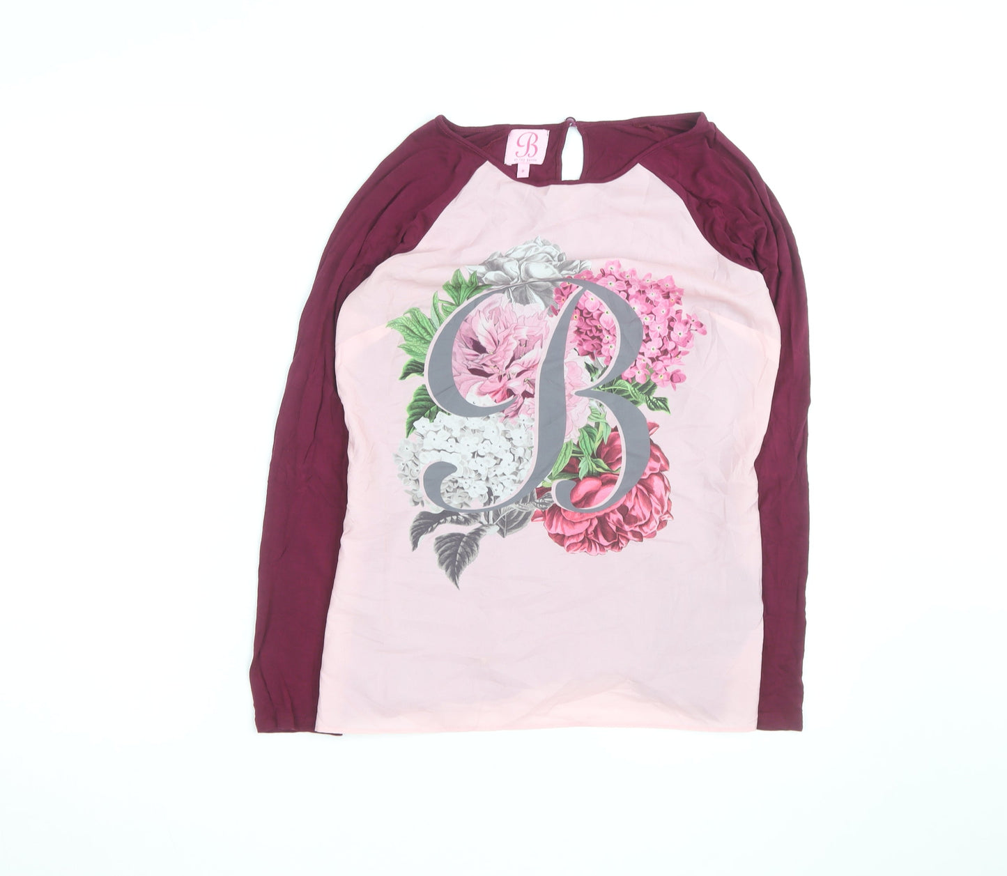 Ted Baker Women’s Pink Floral Long Sleeve Jersey Top Size 8