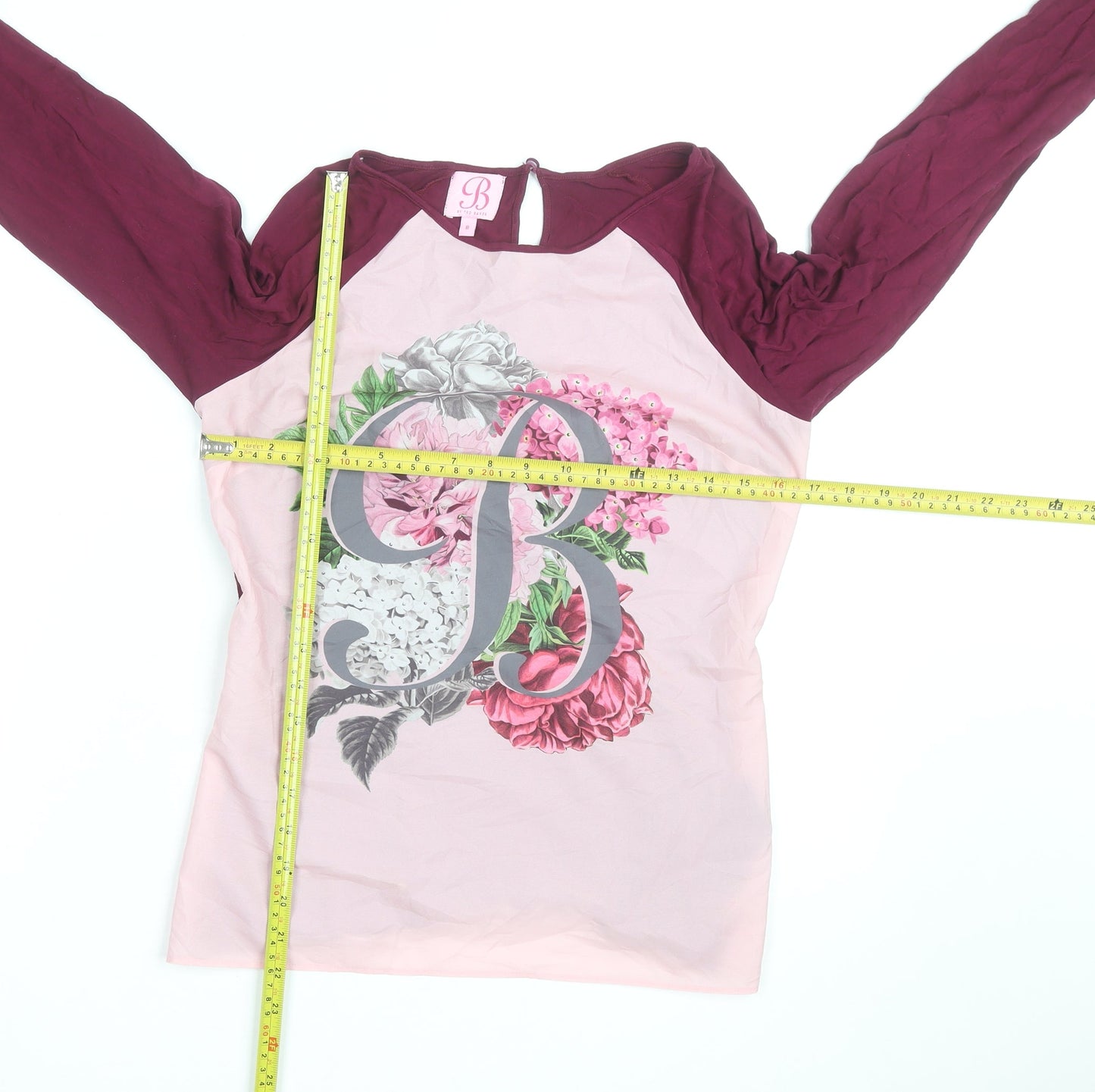 Ted Baker Women’s Pink Floral Long Sleeve Jersey Top Size 8