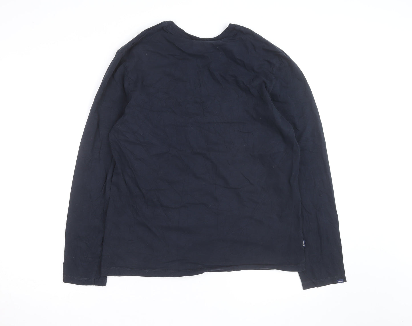 Superdry Men's Navy Blue Long Sleeve Organic Cotton Crew Neck Top XL