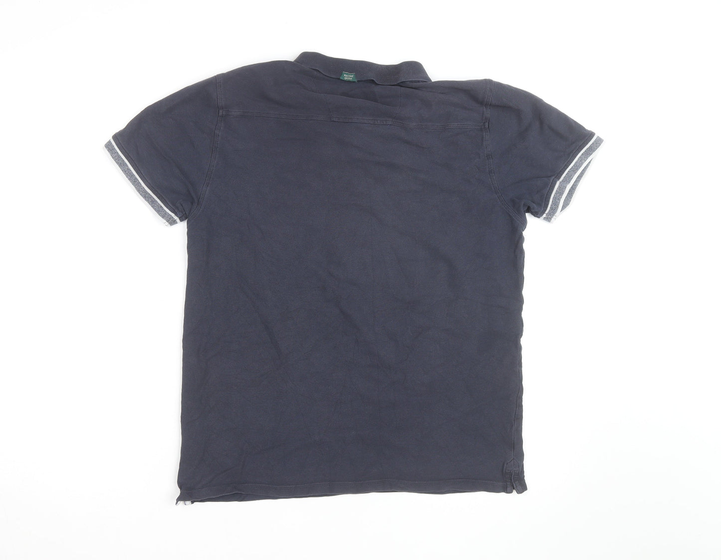 Racing Green Men's Blue Cotton Short Sleeve Polo Shirt Size M