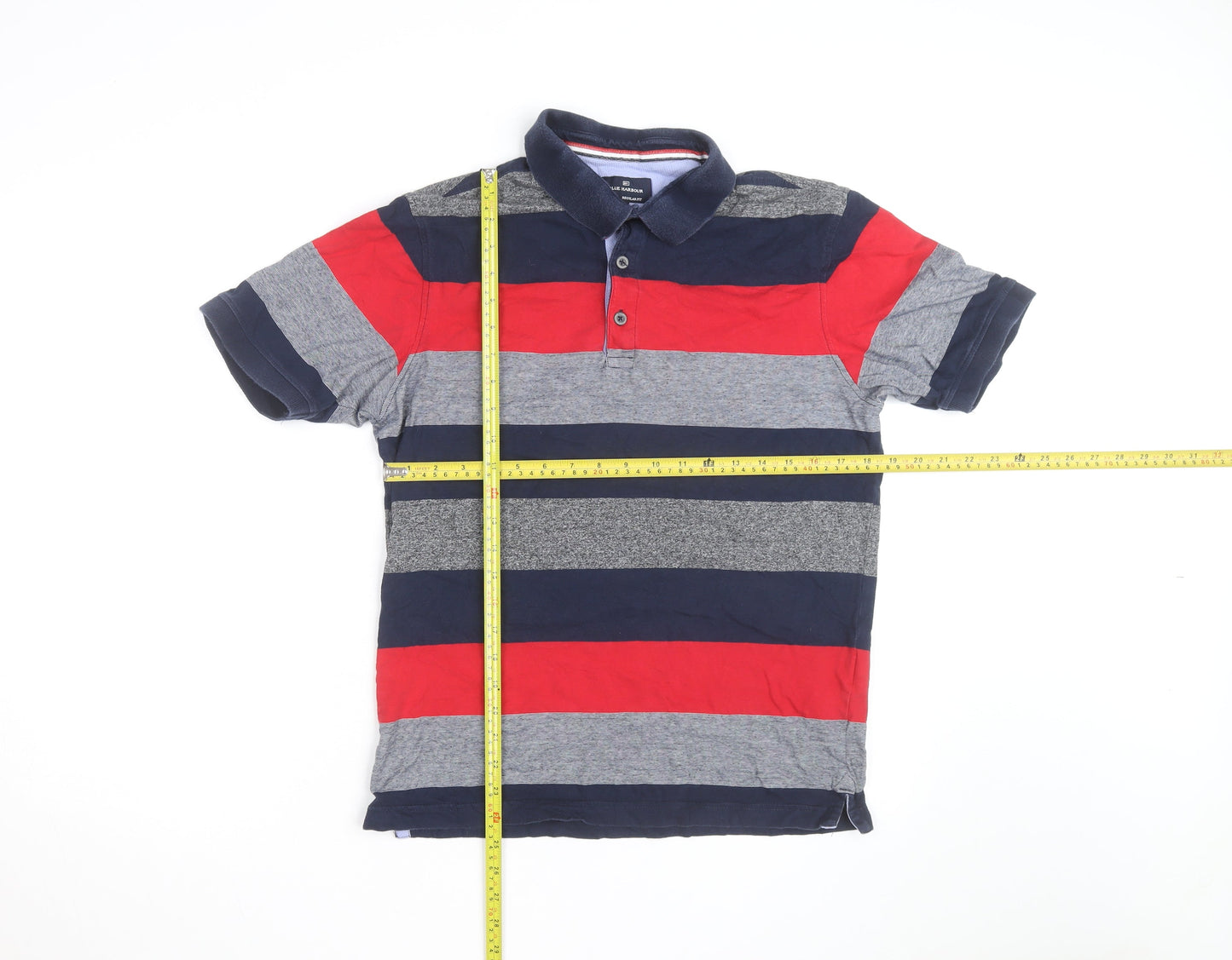 Marks and Spencer Mens Multicoloured Striped Cotton Polo Shirt M
