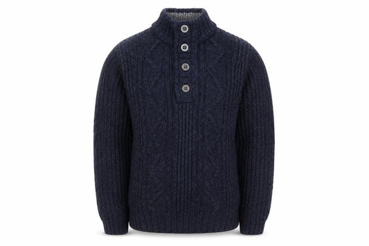 Next Men’s Blue Cable-Knit Henley Jumper L Wool Blend
