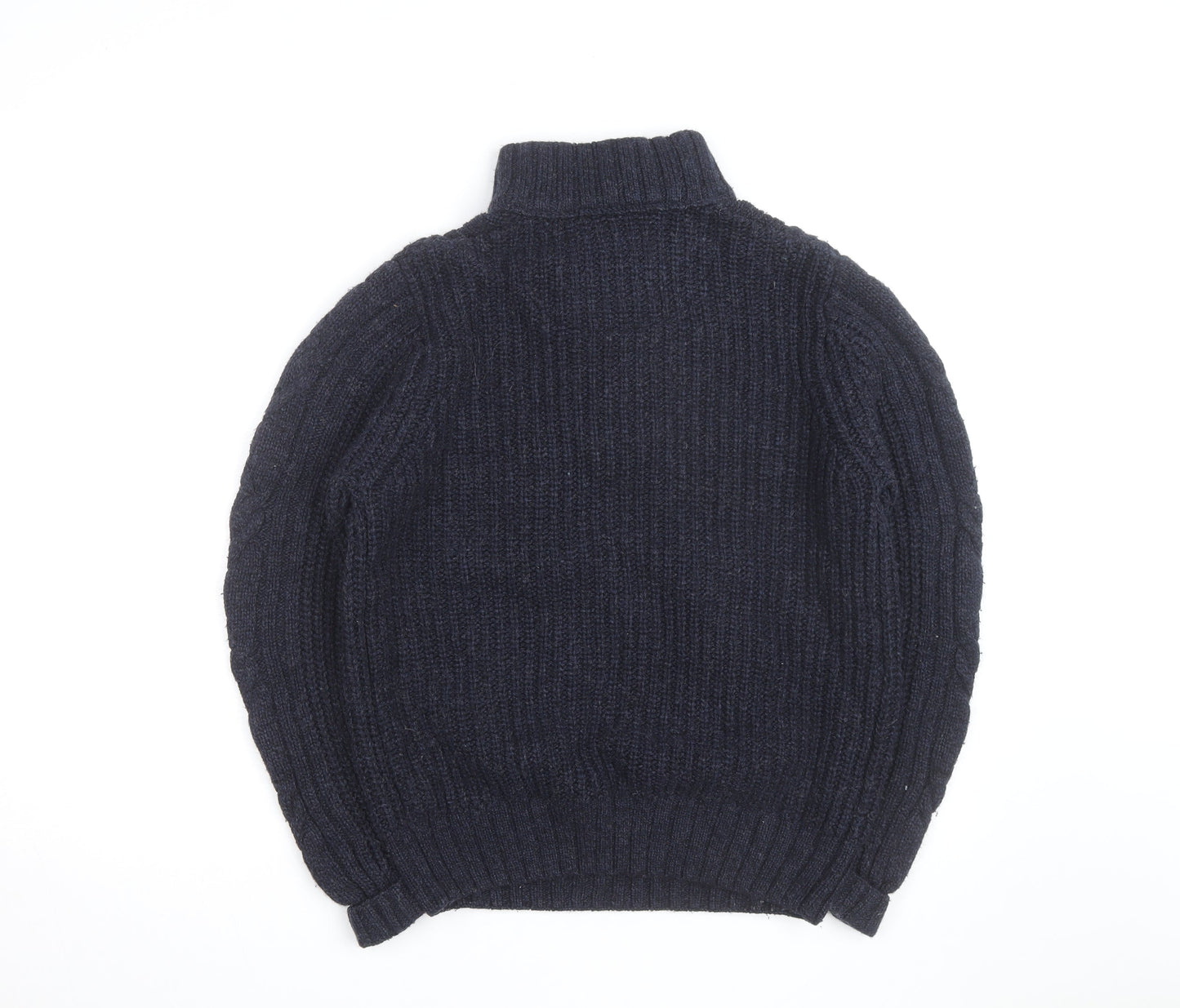 Next Men’s Blue Cable-Knit Henley Jumper L Wool Blend